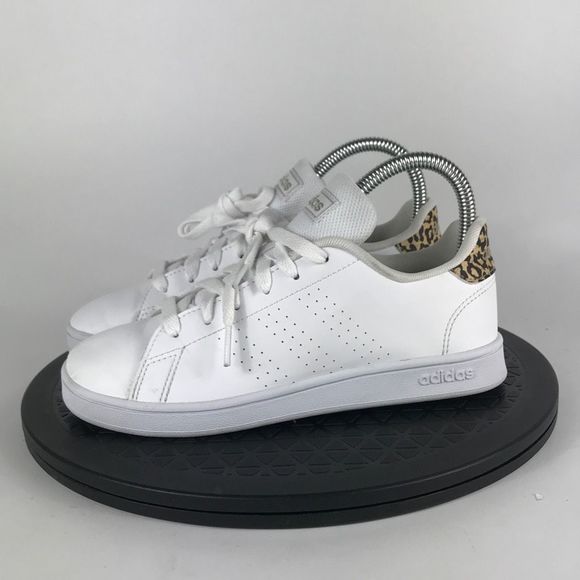 Adidas Advantage White/Leopard Print Athletic Shoes FY8875 Youth Size 2.5Y - Picture 8 of 12